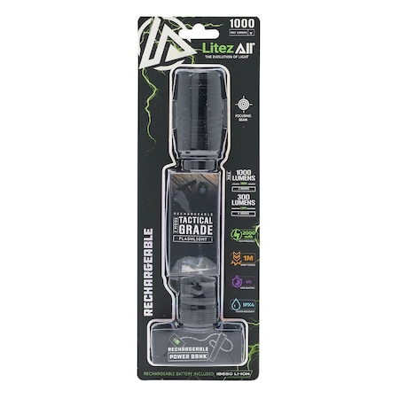 Litezall 1000 Lumen Rechargeable Tactical Flashlight LA-1000RFL-6/12
